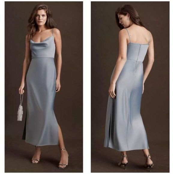 Anthro BHLDN Cali Satin Charmeuse Midi Dress Size 0 - Picture 1 of 6